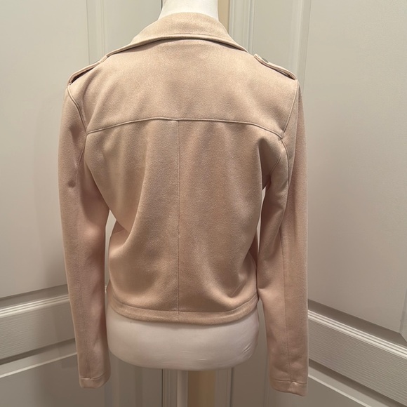 LC Lauren Conrad Cream Faux Suede Moto Jacket - Size XS - Picture 5 of 9